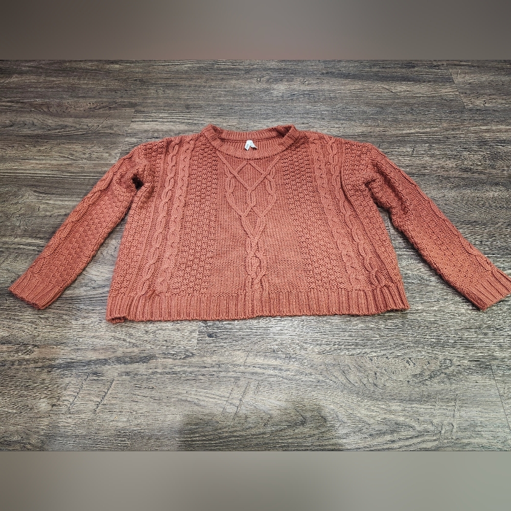 Mudd Women's Cable Knit Sweater - Warm Rust Size Medium